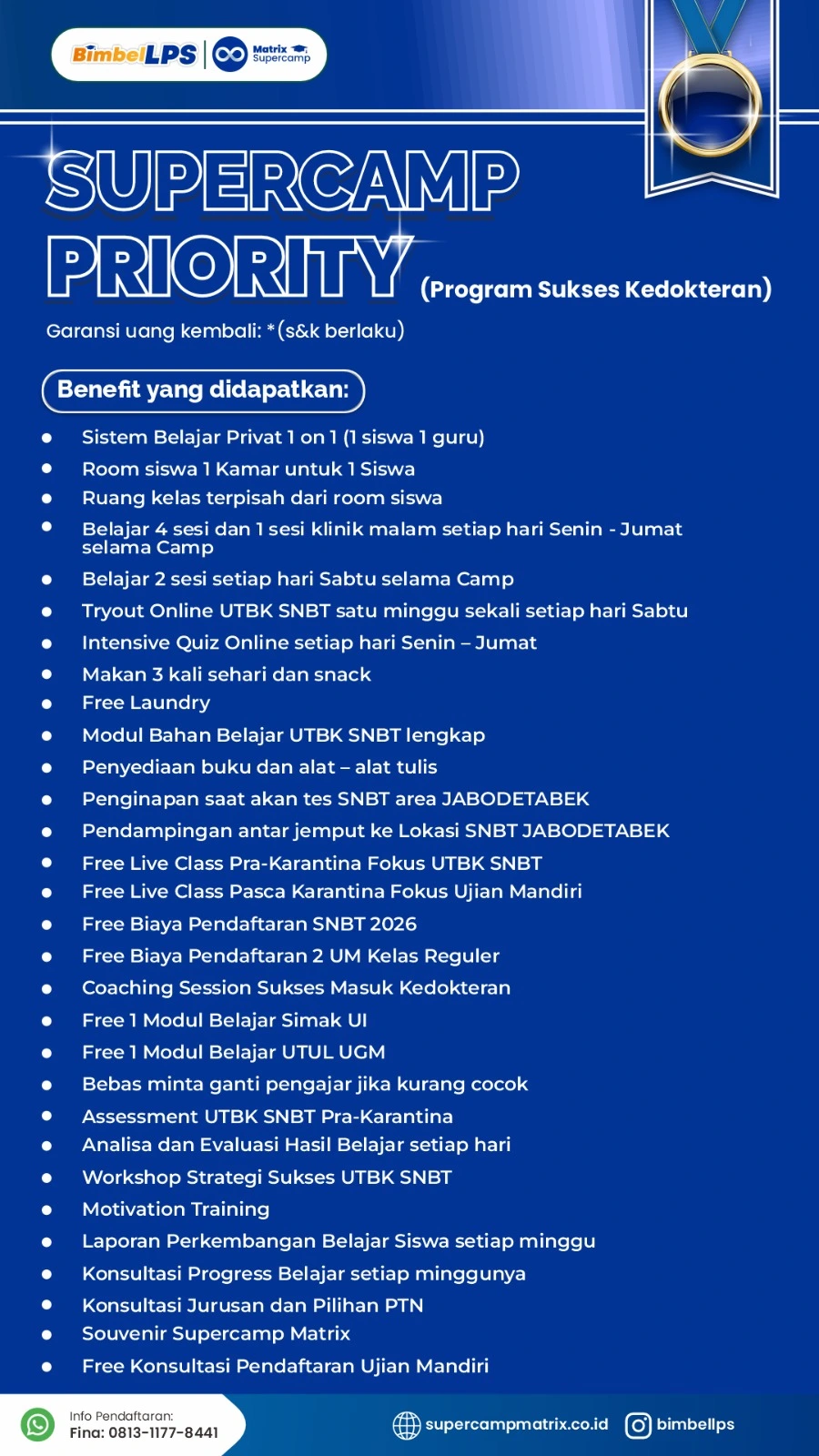 Paket Supercamp Priority untuk bimbel intensif UTBK SNBT dan persiapan masuk Kedokteran